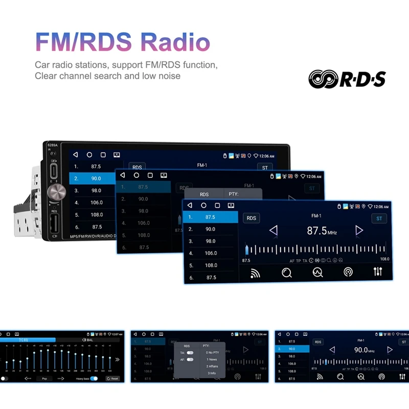 Autoradio da 1Din da 6,9 pollici 2 + 32G Lettore multimediale Navigazione GPS WIFI Carplay Android Auto FM/RDS Mirror Link Car Audio