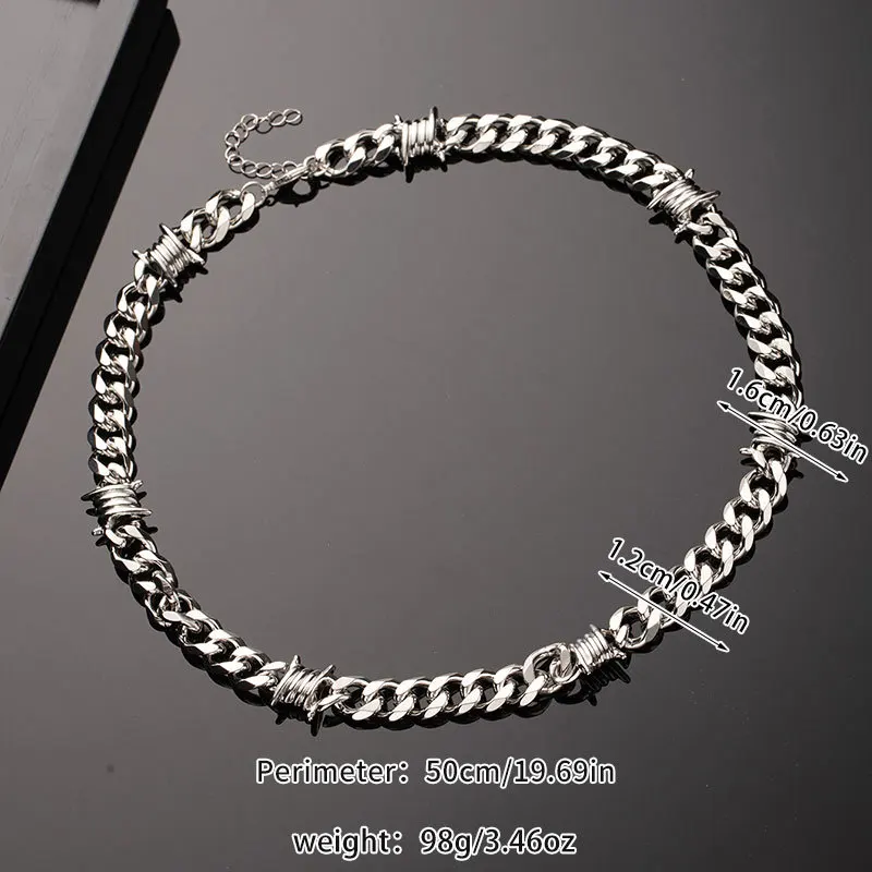 Collier de chaîne d'épine pour hommes, colliers à maillons de chaîne épais, cadeaux de bijoux élégants Hip Hop