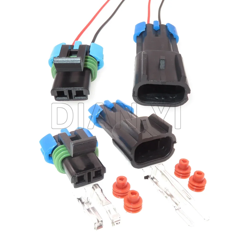 1 Set 2 Way Car Fan Wiring Cable Waterproof Connectors AC Assembly 15300027 15300002 Auto Plastic Housing Socket With Cables