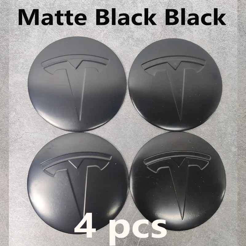 4 stuks 56mm Tesla wieldoppen logo stickers - waterdichte duurzame wielcentrum stickers voor Model 3/Y/S/X auto beschermende accessoires