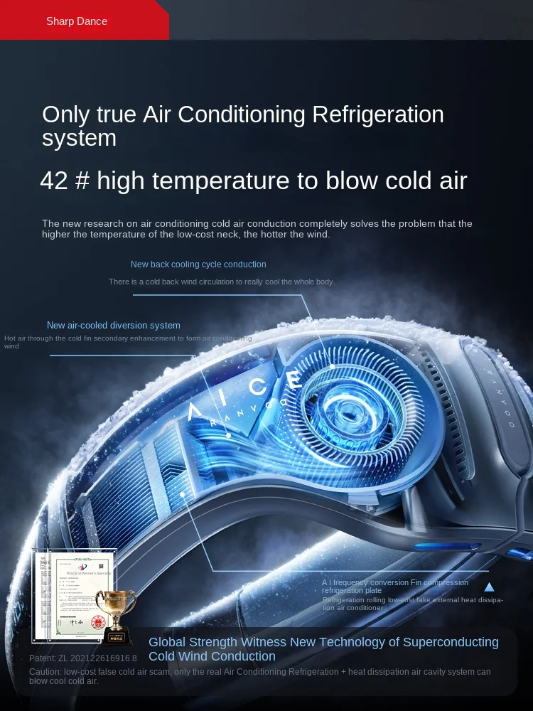 Neck air conditioner 2024 new neck cooling small fan small portable intelligent silent fan outdoor cooling artifact