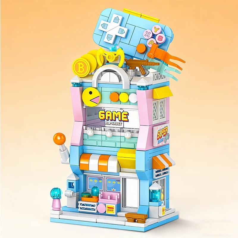 Street View Stad Architectuur Bouwstenen Koffie Ijs Game Store Model Kit Meisjes Bakstenen Kinderen Speelgoed Kerstcadeau