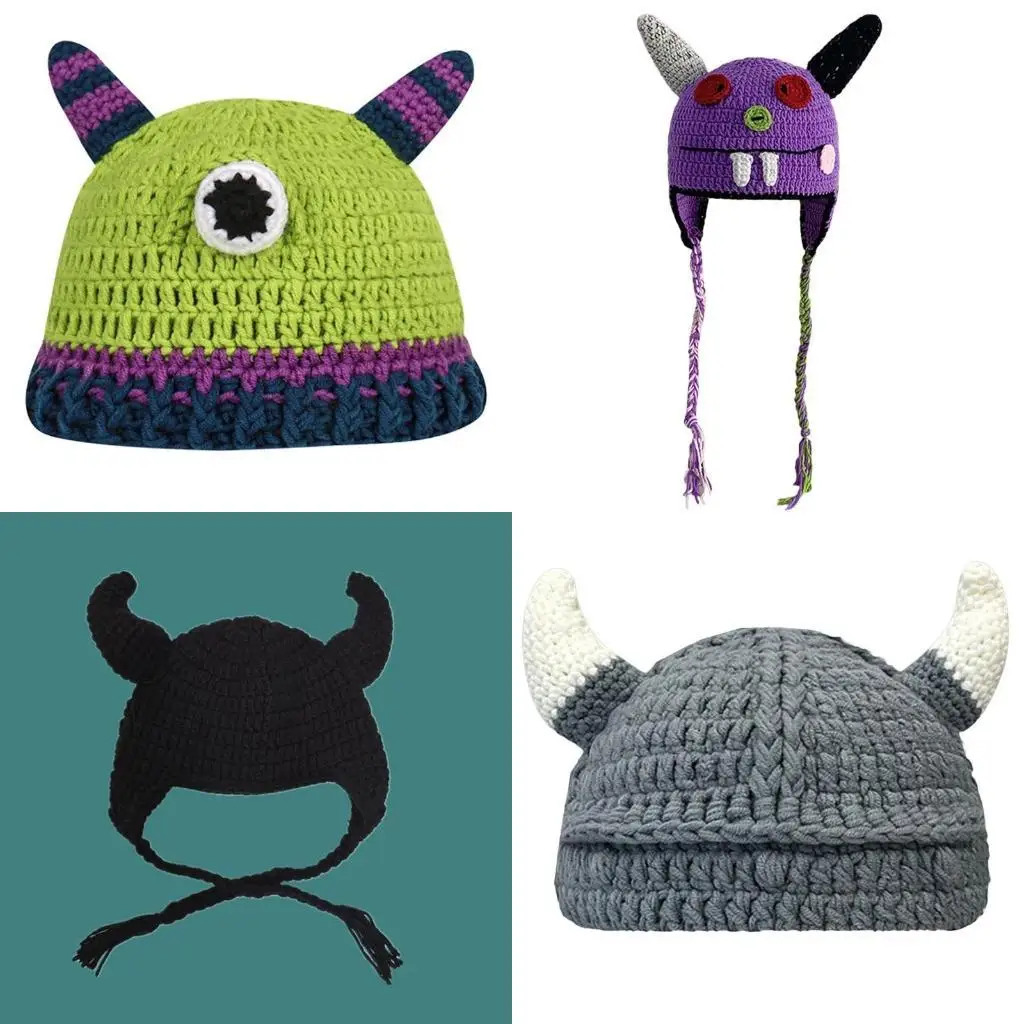 R1WE الكبار للجنسين الشتاء الكرتون للوحش شكل قبعة قبعة متماسكة الدفء قبعة ناعمة كاليفورنيا