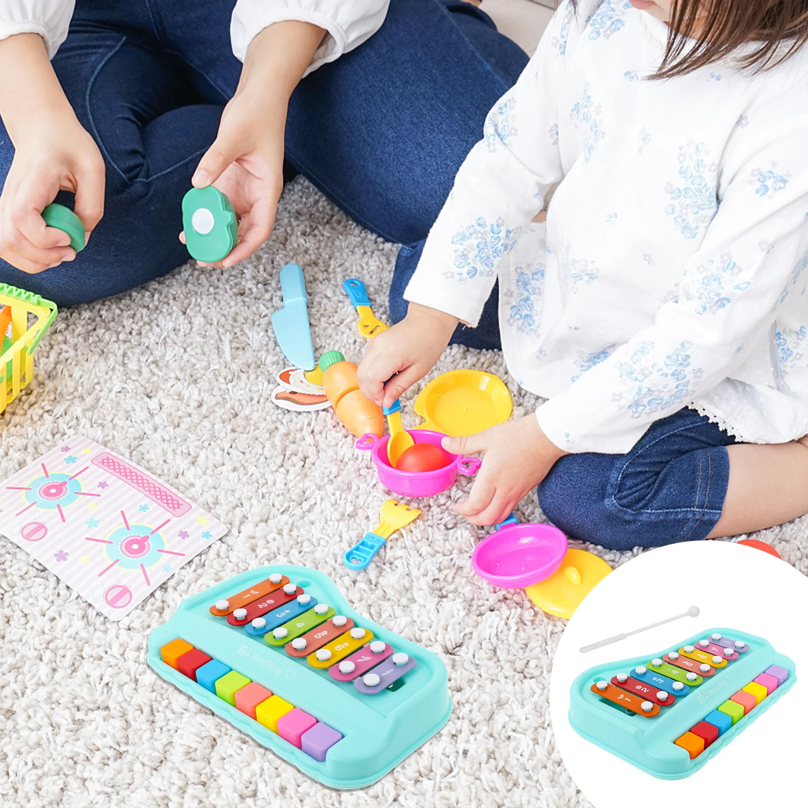 

Musical Instruments Kids Piano Keyboard 8-Scale Colorful Keys Educational Early Music Learning Percussion Baby Musical