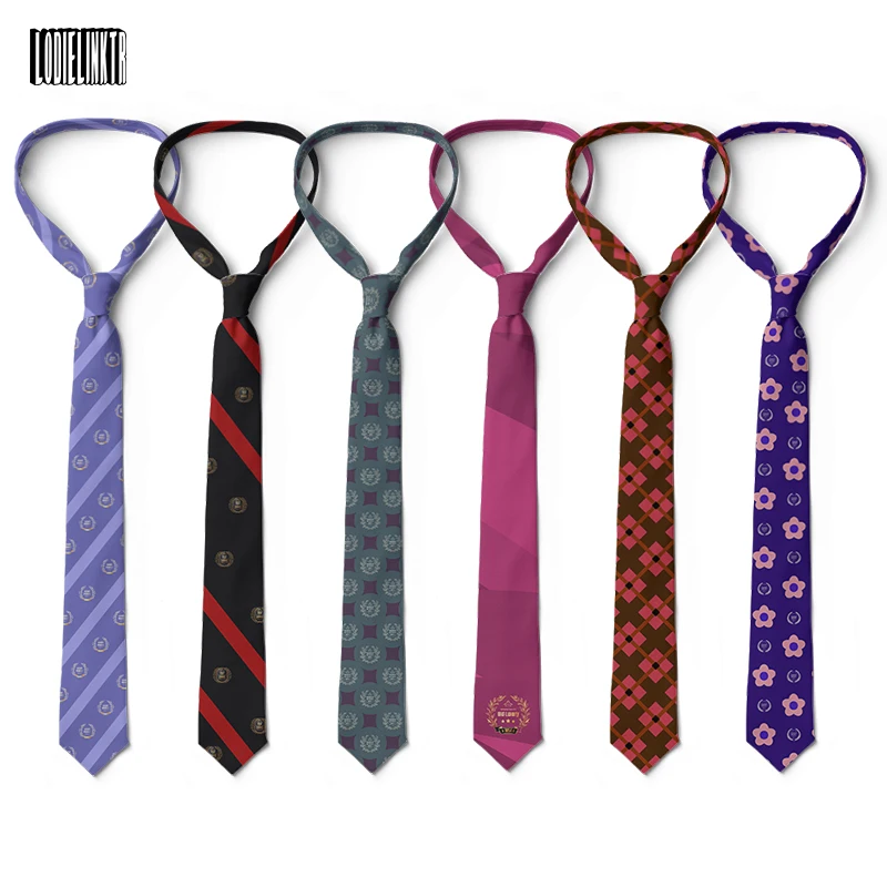 

New Fashion 8cm Wide Polyester Plaid Tie Badge Printing High-Quality Shirt Suit Accessories College Style Necktie For Men Women