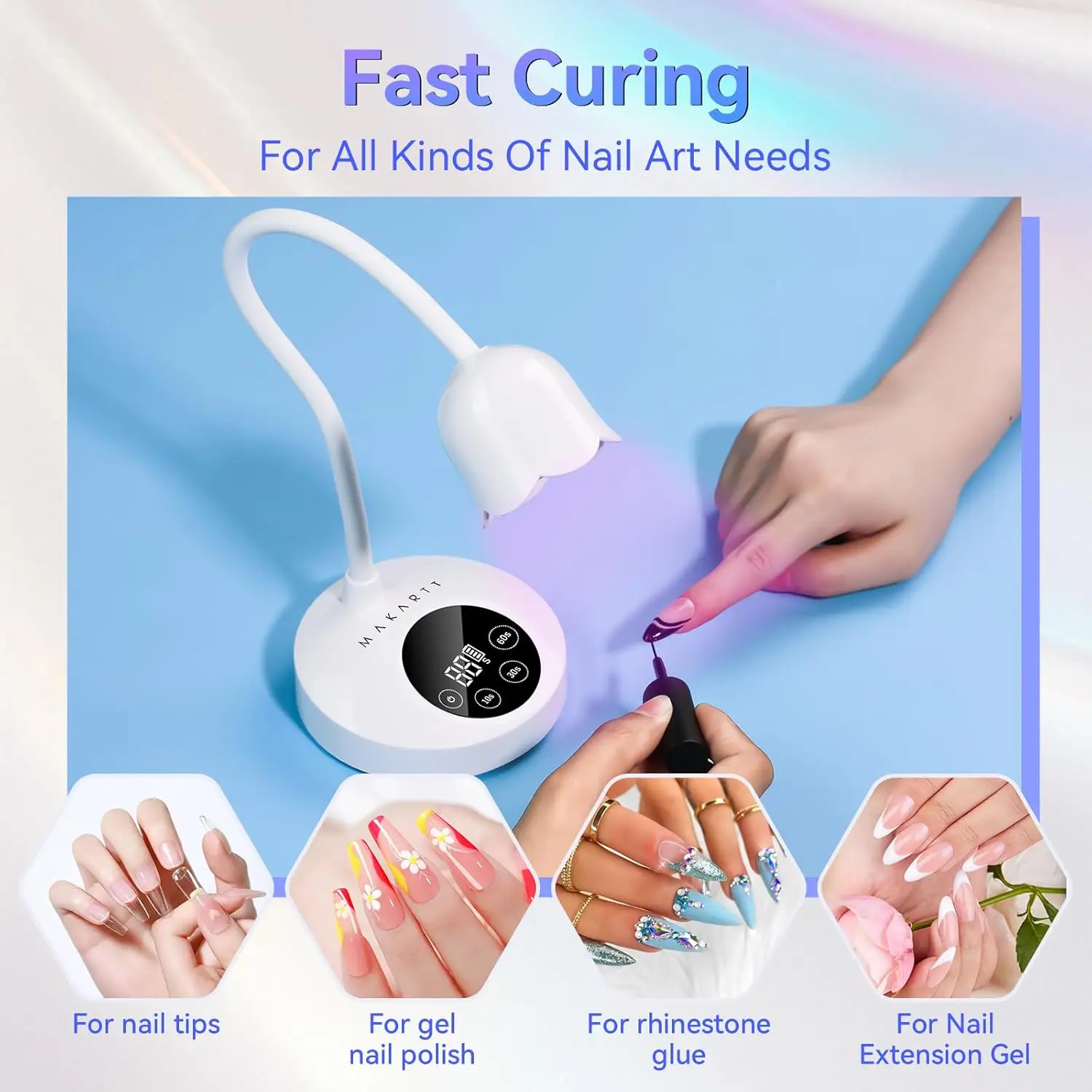 Makartt UV-Nagellampe, tragbar, wiederaufladbar, LED-Licht mit Sensor für Nagelverlängerung, Gelpolitur, Strass-Kleber, Gel-Blitzheilung