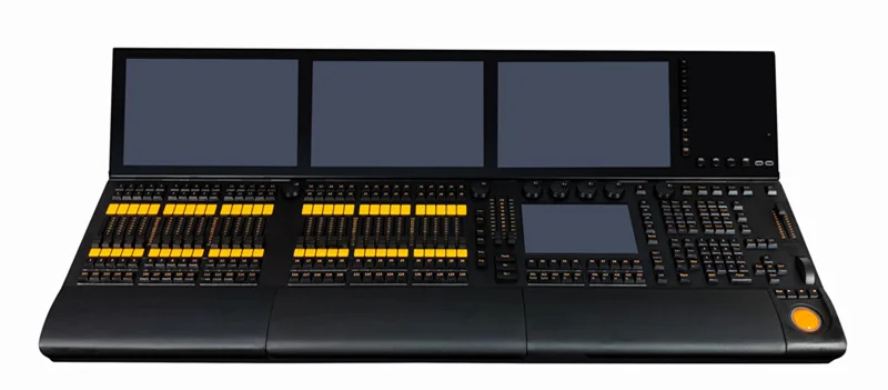 Stage Light Console com Case, Três Full-View Touch Screen, Três DMX Iluminação Controlador, Faders elétricos, Grand ma, Novo, 1Pc