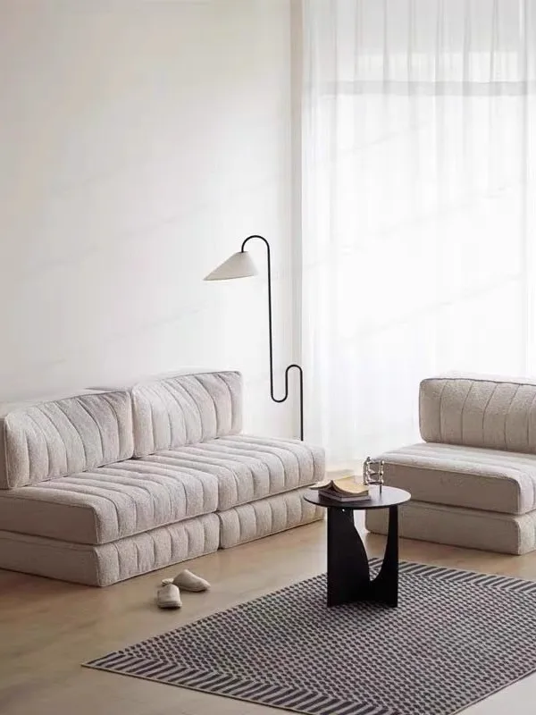 وحدة أريكة من القماش الشمالي مجموعة كتلة التوفو شقة صغيرة متحركة كاملة تفكيك وغسل أريكة حصير بدون ذراع #4