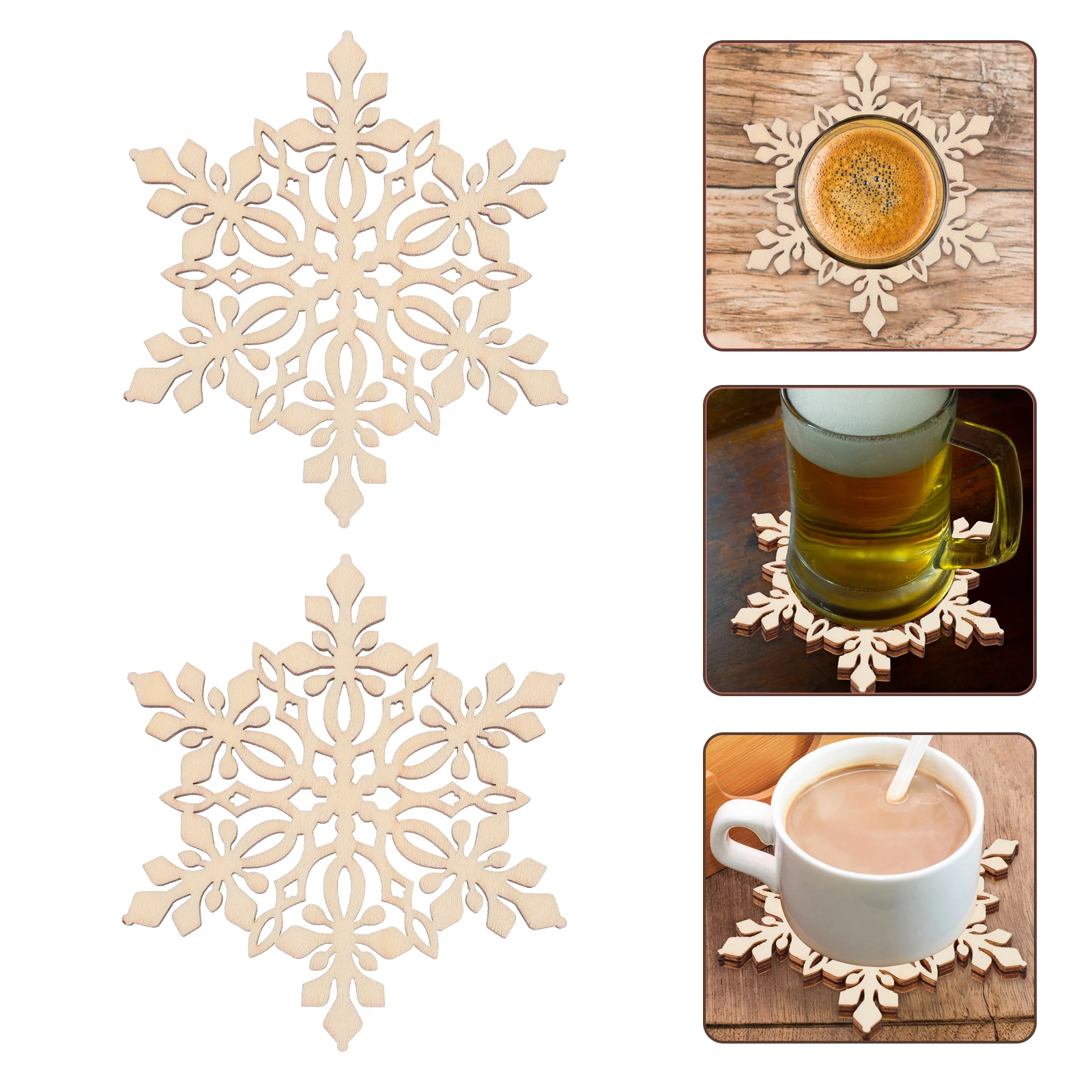 

7 Pcs Snowflake Wood Mat Christmas Table Runner Cloth Easy Clean Protect Stain Spill Scratch Dining Buffet Picnic