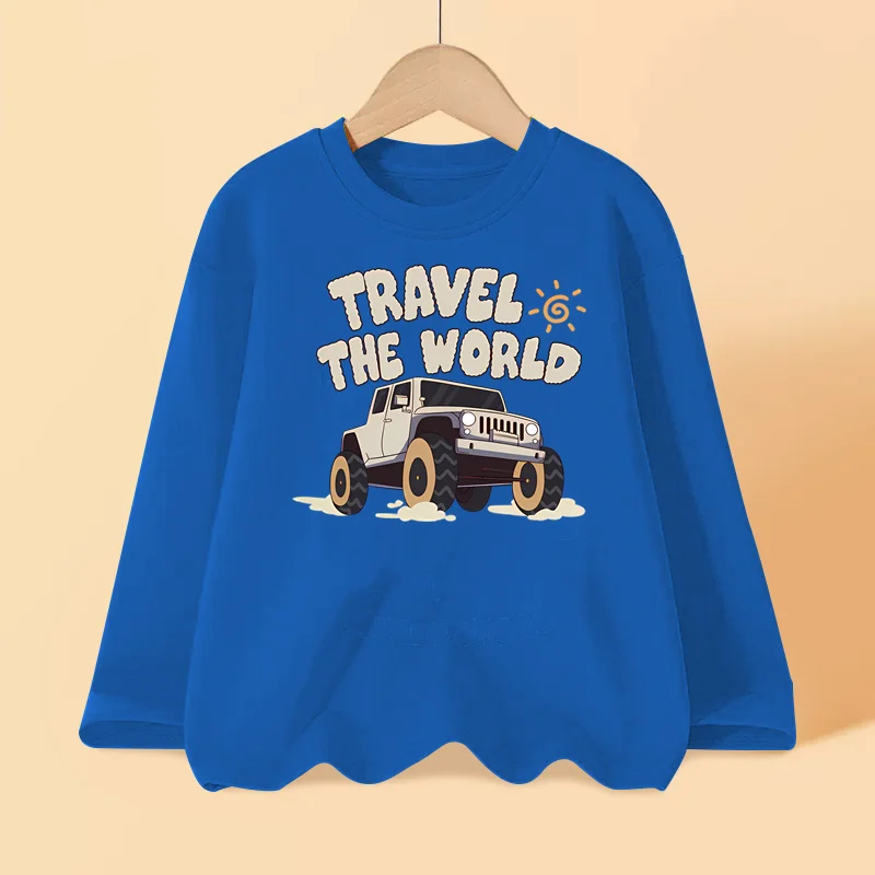 Kinder Mode T-shirt Monster Truck Langarm Shirt für Jungen Rundhals Tops Cartoon Kleidung