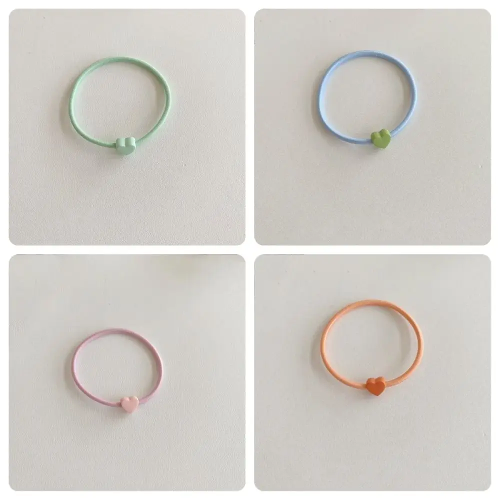 5pcs Sweet Heart Hair Ring Minimalist High Elastic Ponytail Holder Little Fresh Candy Color Hair Rope Children Headdress