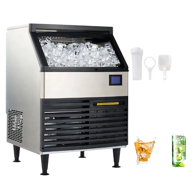 Ice Maker 45kg/24H Automatic Home Commercial Small Ice Cube Block Making Machine Ice Maker Machine for Business Food Beverage