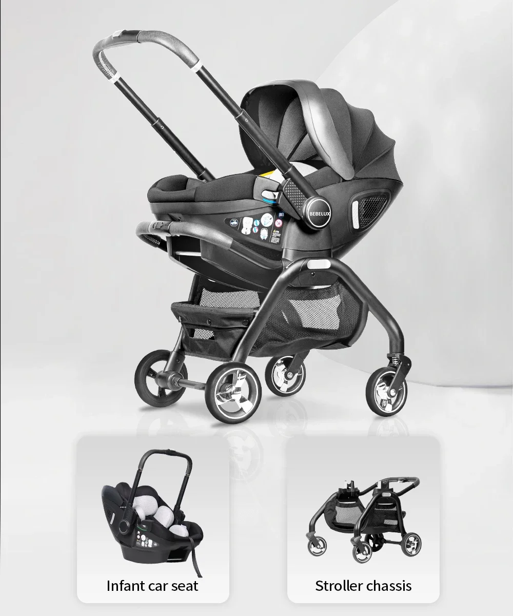 OEM&ODM Car seat stroller 4 In 1 Multifunctional and Easy folding Stroller Baby Carriage Basket Portable Travel System Stroller