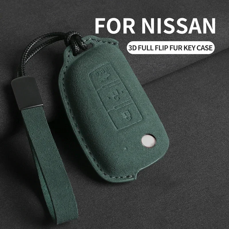 

2 3 Button Suede Car Flip Key Case Cover For Nissan Qashqai J11 X-Trail X Trail T32 Juke Tiida Micra Murano Pulsar Altima Maxima