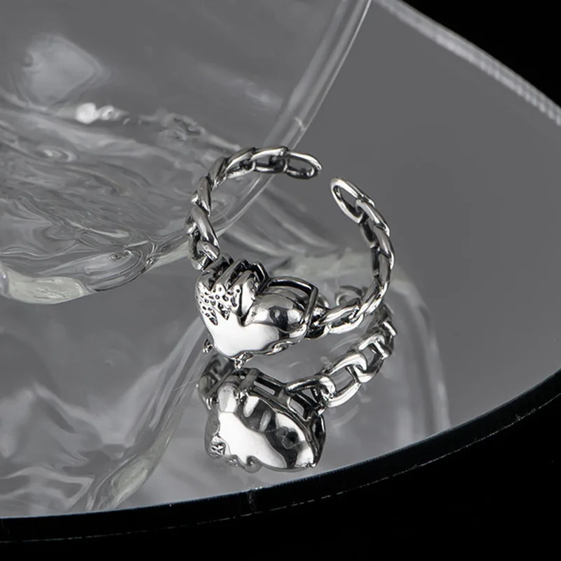 

925 Sterling Silver Broken Love Heart Rings For Women Girls Creative Design Fine Temperament Sweet Anniversary Jewelry Gifts