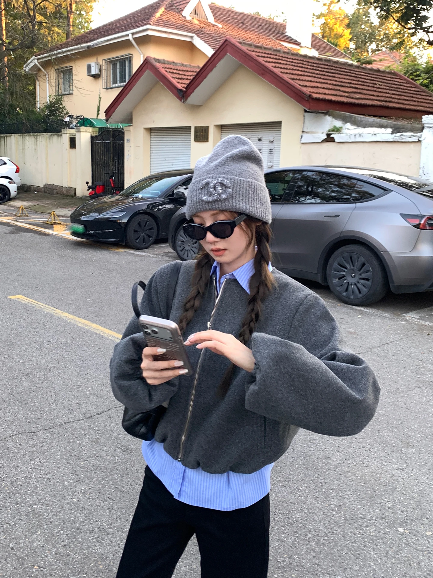 

Korean Sle Women's Woolen Ne Coat Striped Patchwork Autumn Winter Commute Friendly Casual Versatile Long Sve Top