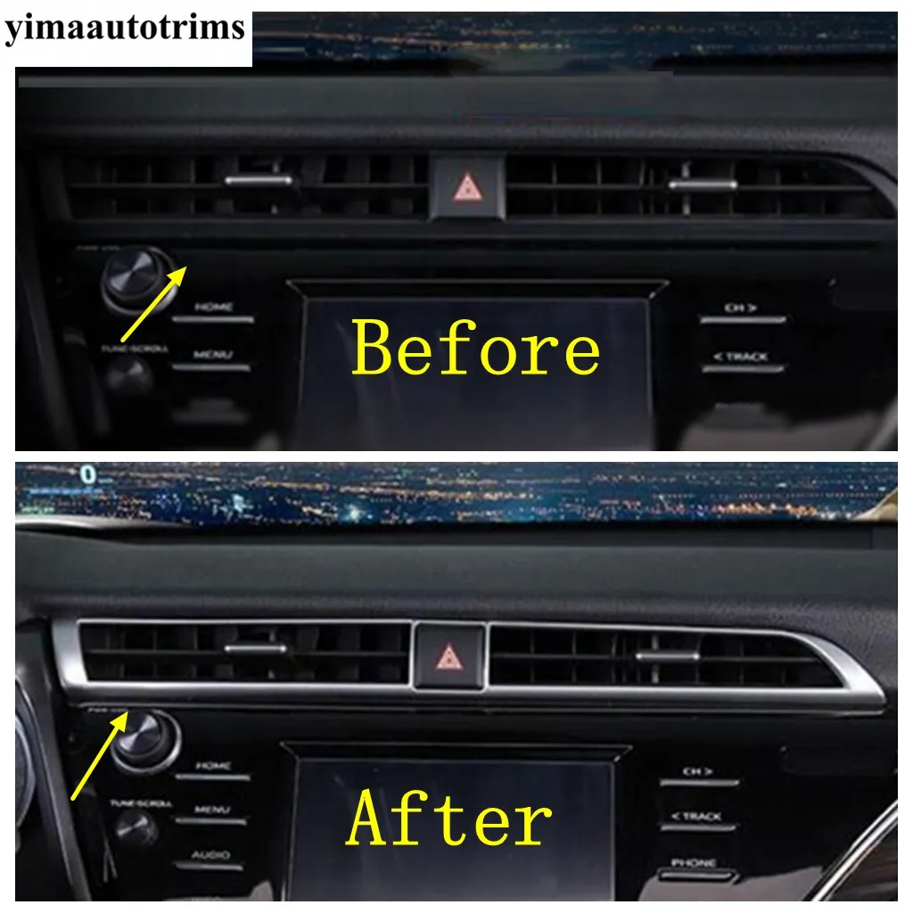 

Dashboard Middle Air AC Outlet Vent Warning Light Lamp Cover Trim For Toyota Camry 2018 - 2023 Carbon Fiber / Matte Accessories