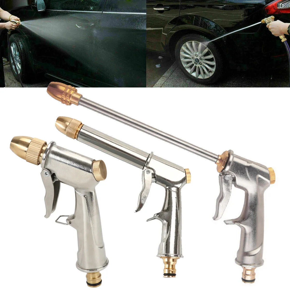 1Pcs Metal Lengthened Water Gun Household High Pressure Car Wash Water Gun Nozzle Garden Irrigation Cleaning Sprayer Maintenance