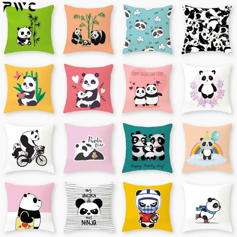 

Lovely Panda Printed Cushion Cover for Sofa Home Car Decor Cute Wild Animal Pillowcase Soft Pillow Case 45*45cm