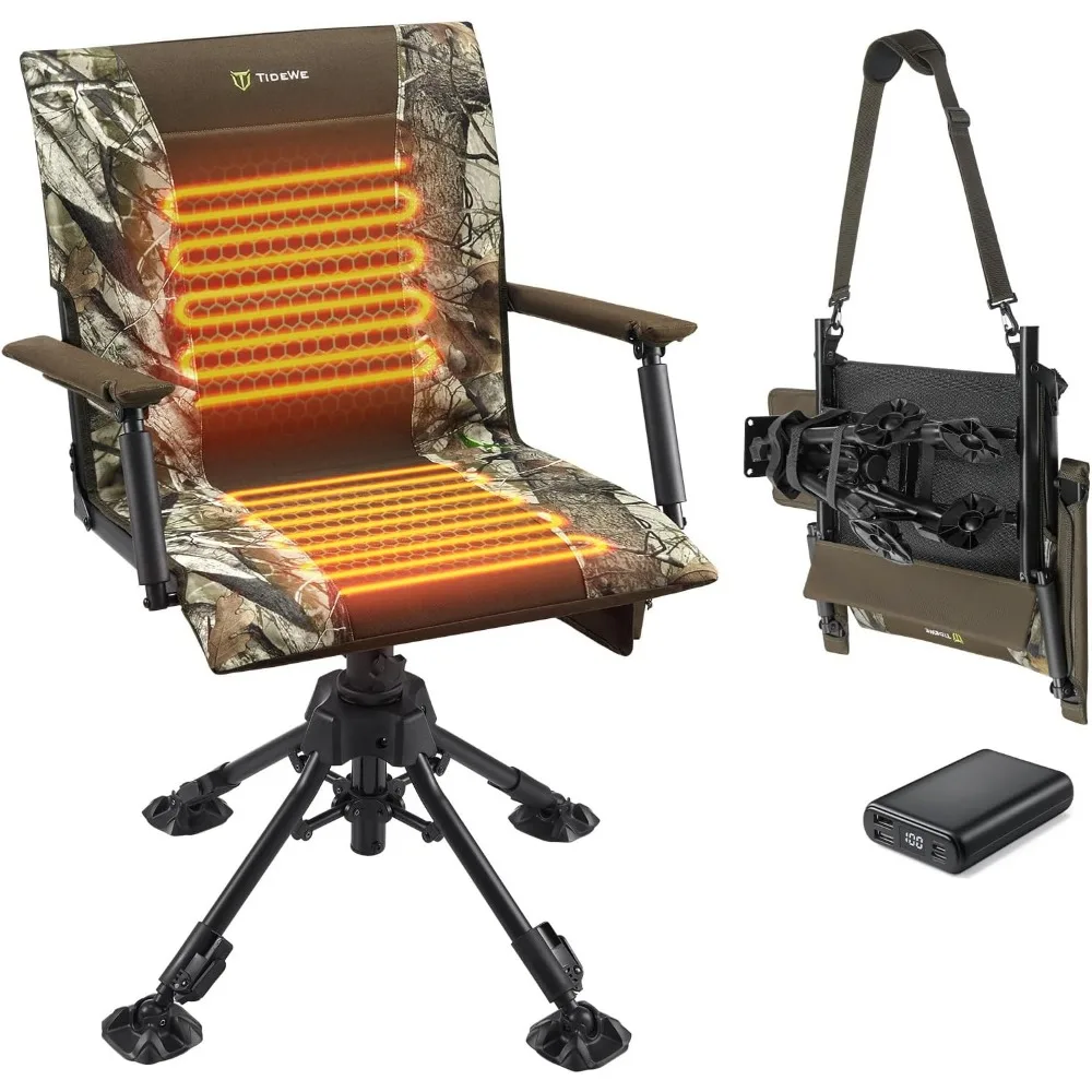 كرسي صيد مع مقعد ساخن، دوار 360 درجة، تحكم في درجة الحرارة 3 مستويات، سلسلة ThermoCore