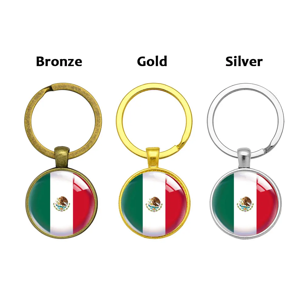 National Flag Keychain Glass Cabochon Keyring Argentina México Brasil Jóias Gift Key Holder Chain Ring Para Mulheres Homens Bag Car