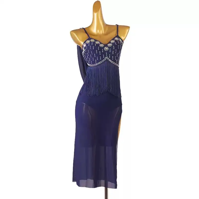 

Latin Dance Dress For Women Long Skirt Ballroom Cocktail Party Outdoor Sexy Practice Wear Ladies Clothing Line Suit Customized