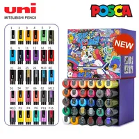 Japan UNI POSCA Marker Pens Set Acrylic Graffiti Limited PC-1M/3M/5M POP Advertising Manga Painting Permanent Color Art Supplies