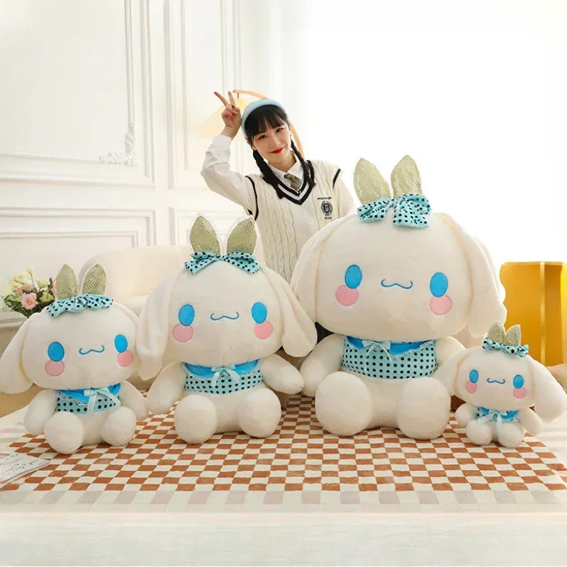 95 ซม.ขนาดใหญ่ Sanrio มงกุฎดอกไม้ Cinnamoroll ตุ๊กตาสัตว์ตุ๊กตา Plushies Kawaii ตกแต่งห้องเด็กคริสต์มาสของขวัญ