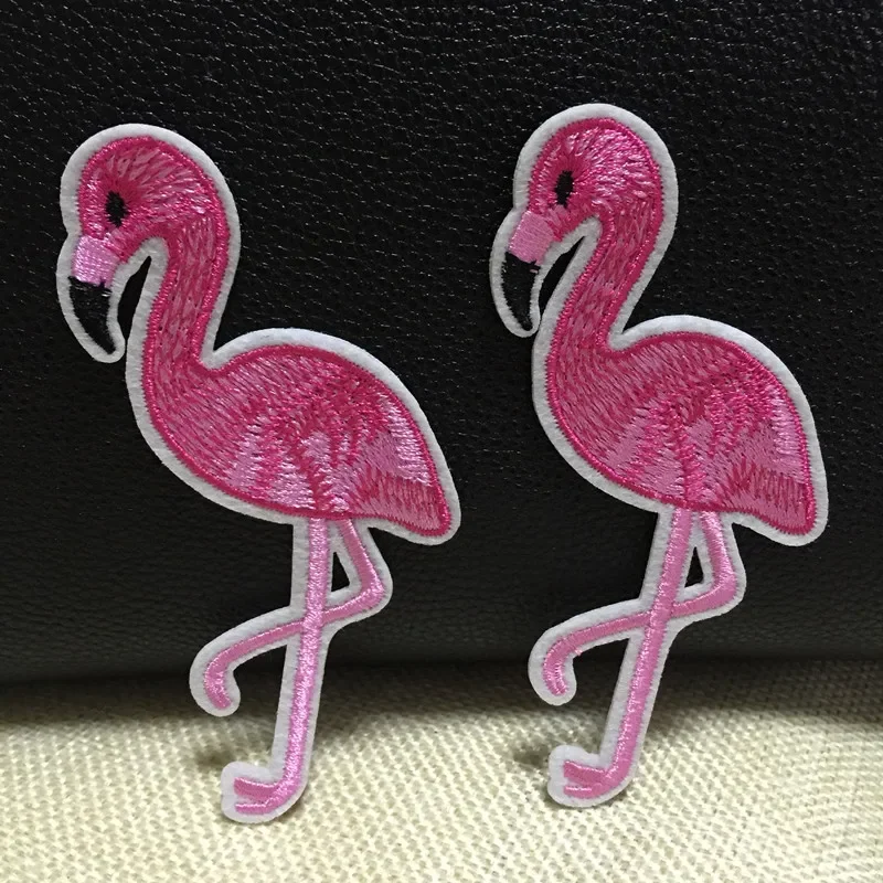 10PCS Pink Flamingo Bird Animal Iron-On Patch Embroidered Applique Sewing Patch Clothes Stickers Garment DIY