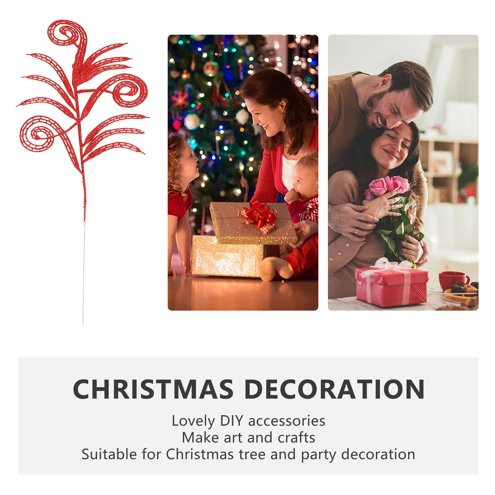 

10pcs Simulation Leaf Decor Artificial Christmas Leaves For Xmas Tree Party Glitter Leaf Ornament Festival Decoration Craft