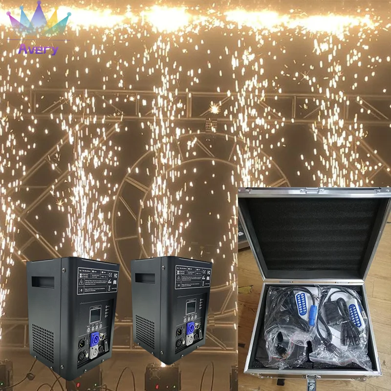 600W ColdSpark Machine Stage Light Effects Dmx Firework Machine Ti Powder Dj Bar Wedding Party Disco (2Pcs Machines+Flightcase)