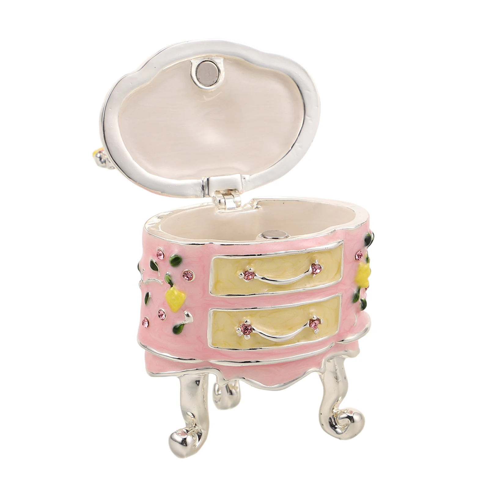 

Enamel Jewelry Box Vintage Treasure Case Pirate Chest Crate Trunk Dressing Table