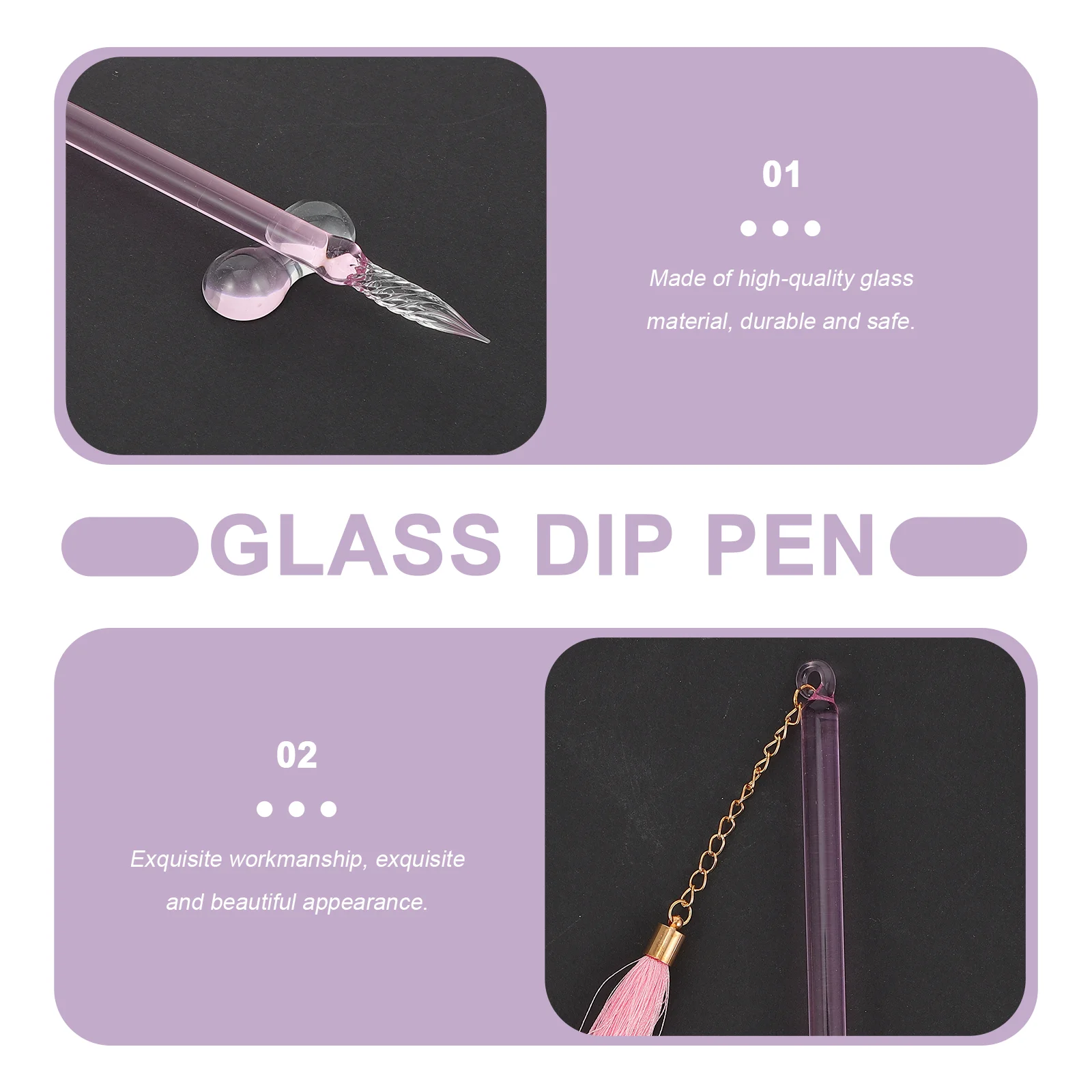 Handmade Glass Pen for Drawing Fashion Chic Dip Writing Tool Filling Ink Student Use Stylish Dipping