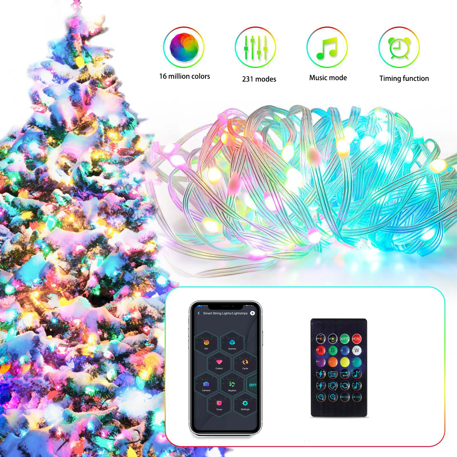 

LED Fairy Strings Light RGBIC APP Control Outdoor Waterproof Garland USB For Christmas Party Wedding Birthday Decoration Lamp