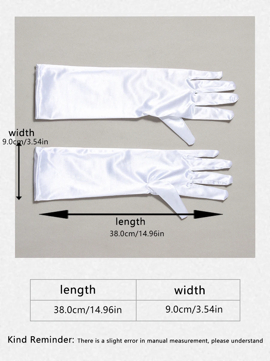 The bride's accessory is a pair of white minimalist split finger mid length gloves suitable for women's wedding parties