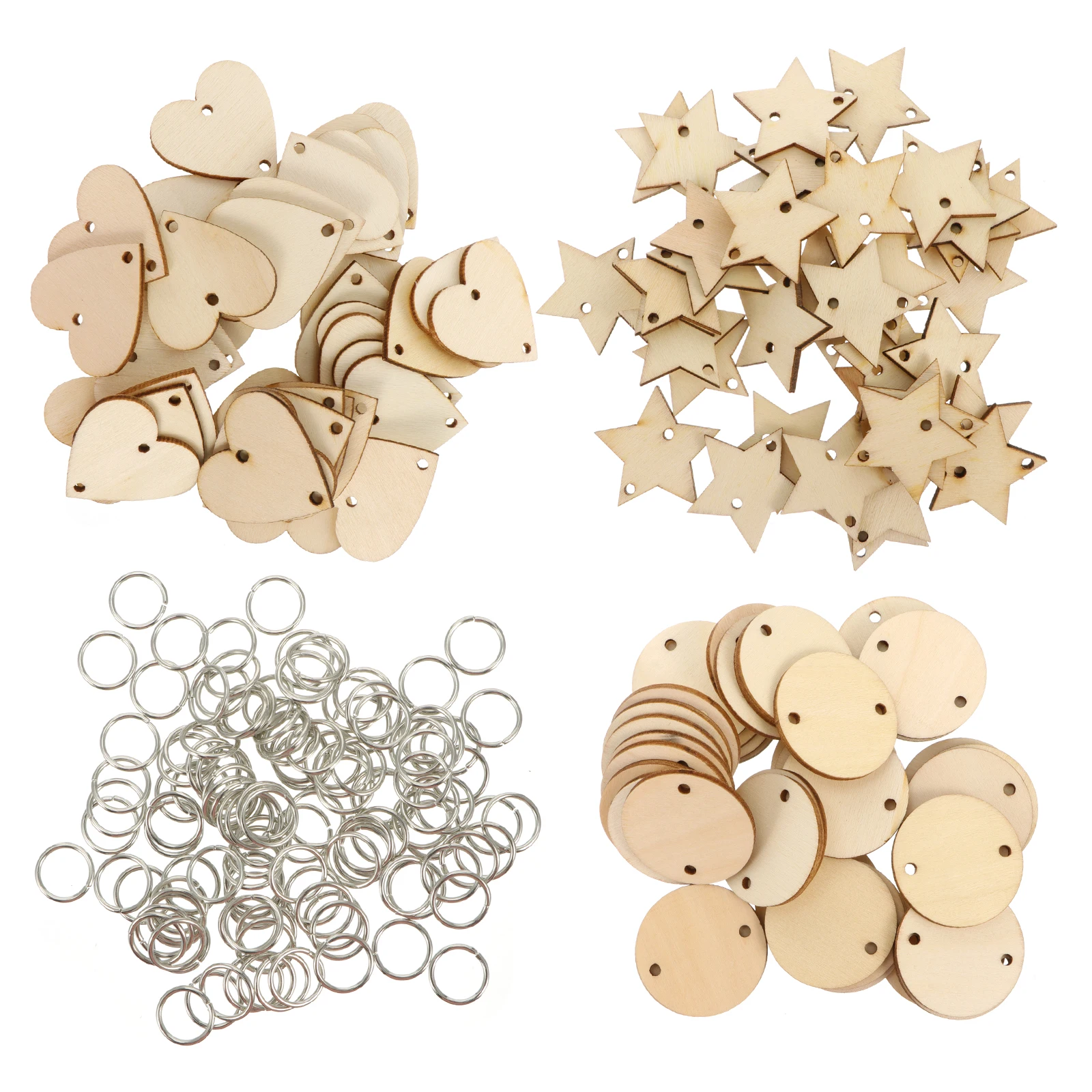 

Wooden Pendant Labels DIY Natural Wood Material Decorative Slices Craft Hole Cutouts Ornaments Sewing Accessories