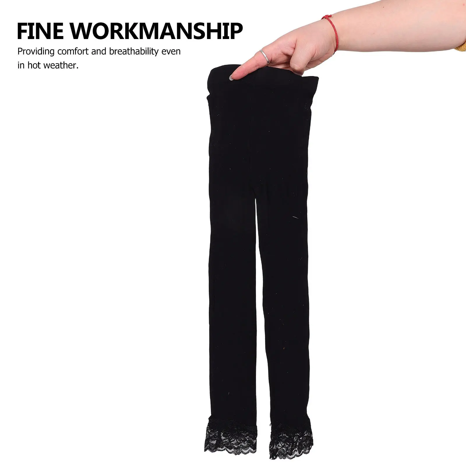 Kids Lace Trim Leggings for Girls Spring Summer Cropped Stretchy Fitted Pants Casual Daily Wear Sports Dance Yoga Outdoor Play