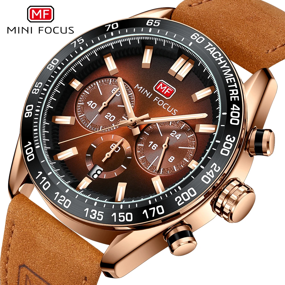 

MINI FOCUS 0403, мужские кварцевые часы, деловая мода, хронограф, водостойкий кожаный ремешок, наручные часы для мужчин, часы reloj hombre