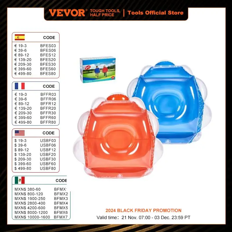 VEVOR 2-Pack 2FT/0.6M Inflatable Bumper Balls Body Sumo Zorb Balls for Kids Durable PVC Human Hamster Bubble Balls for Child