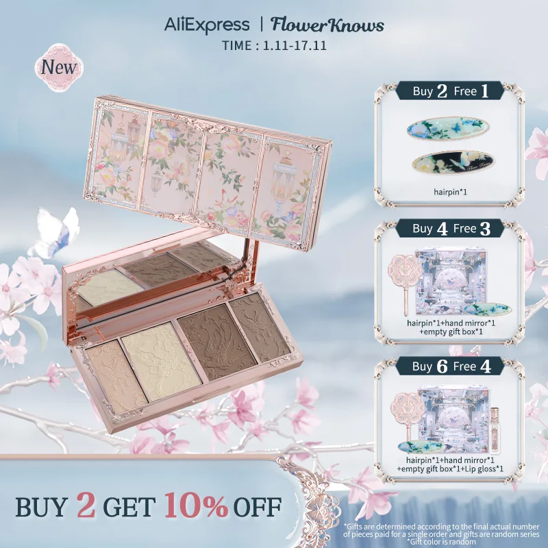 

Flower Knows Butterfly Cloud Collar Collection Embossed Highlight & Contour Palette 16g