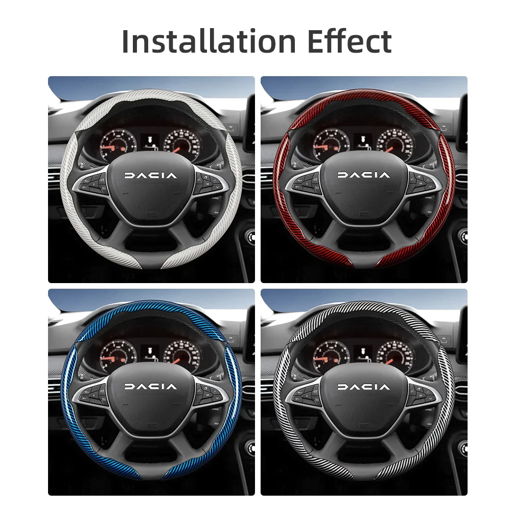 Suitable for Dacia Carbon Fiber Texture Steering Wheel Cover with Segmented Quick-Release Design, Durable, Compatible with Models Such as Sandero Stepway, Duster, Jogger, Bigster, Spring, Electric, Cargo, Logan, Etc