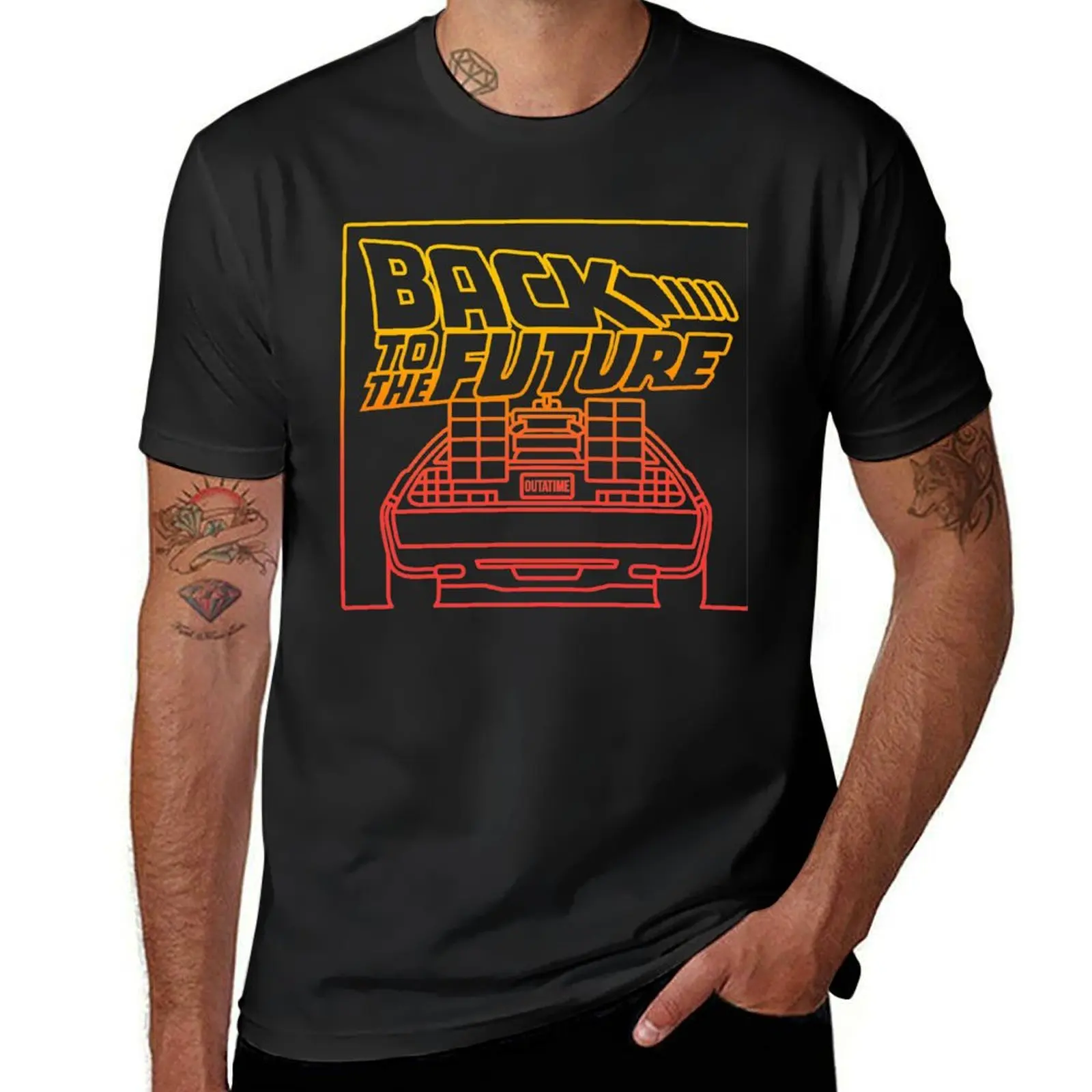 Back To The Future Gradient DeLorean Logo T-Shirt vintage oversizeds heavyweight t shirts for men