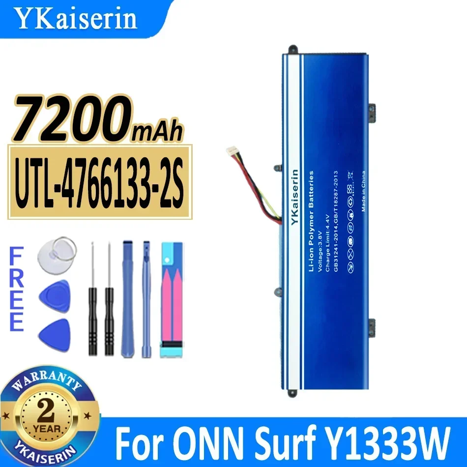 YKaiserin Battery UTL-4766133-2S 5072300P 7200mAh For Haier M1 LP14123 for ONN Surf 100002434 100003497 Y1333W WU133W K1412W