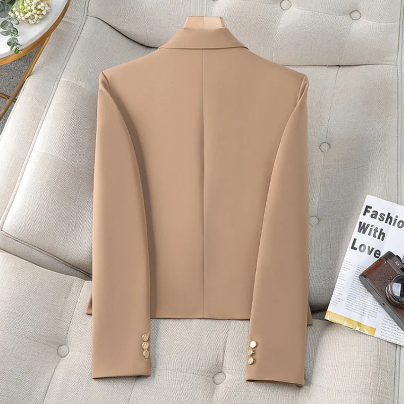 Spring Autumn Fashion Short Women Blazers Elegant Female Suits Jacket Tops Casual Solid Long Sleeve Office Lady Blazer Coat 4XL