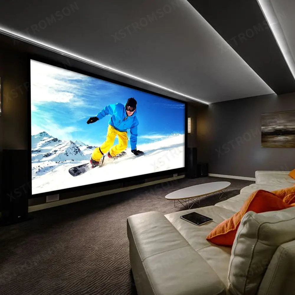 Big Cinema Size 220 Inch Flat Fixed Frame Screen ALR CLR 16:9 Wall Mount Projector Screens Amazing Image For 3D Cinema Quality