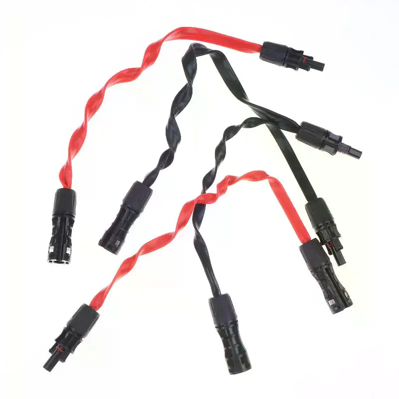 2Pcs 12AWG 10AWG 4mm2 6mm2 Female Male Waterproof Connectors Flat Solar Panel Extension Cable For RV Photovoltaic Home Balcony