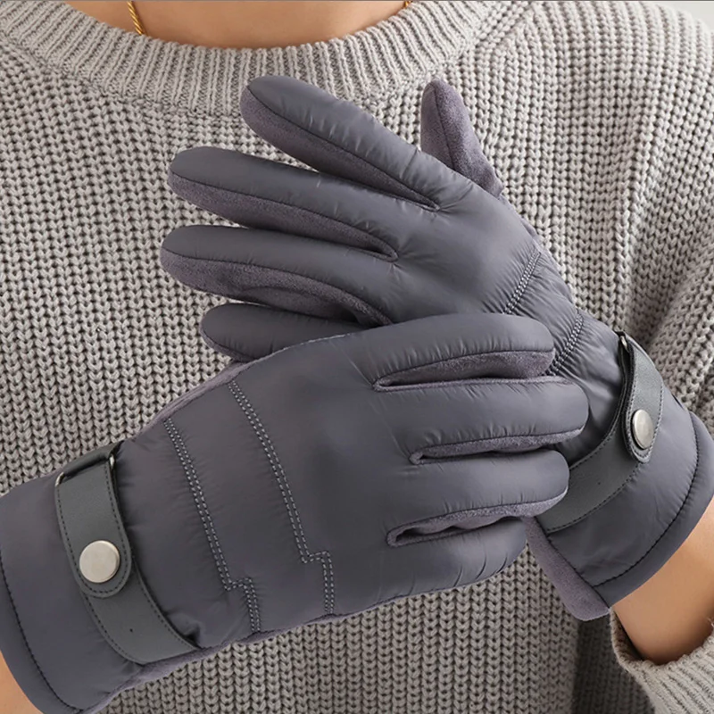 الخريف والشتاء القطيفة أسفل القماش النسخة الكورية لمس ركوب الخيل والقيادة يندبروف ودافئة قفازات من جلد الغزال