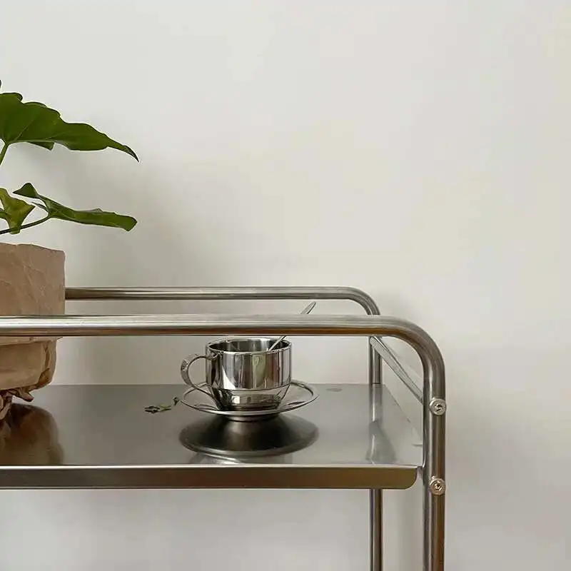 

Metal Shelf Ins Modern Style Multi-layer Floor Removable Pulley Storage Rack Kitchen Islands and Trolleys Rolling Storage Cart