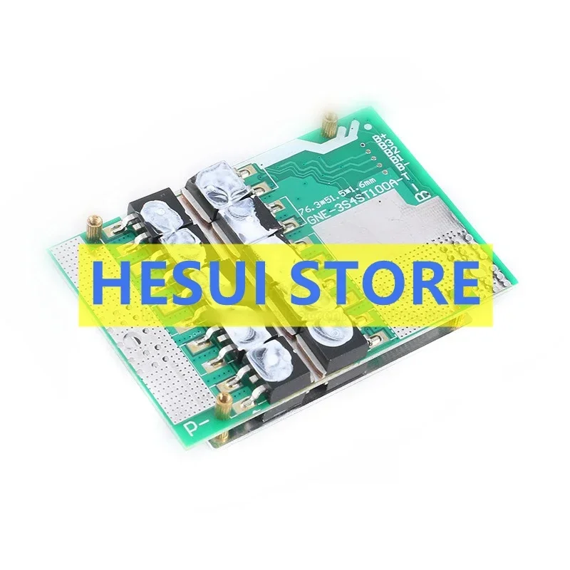 Three-string Lithium Battery Protector 11.1V12.6V100A with equalization overcharge Overdischarge short circuit overcurrent prote