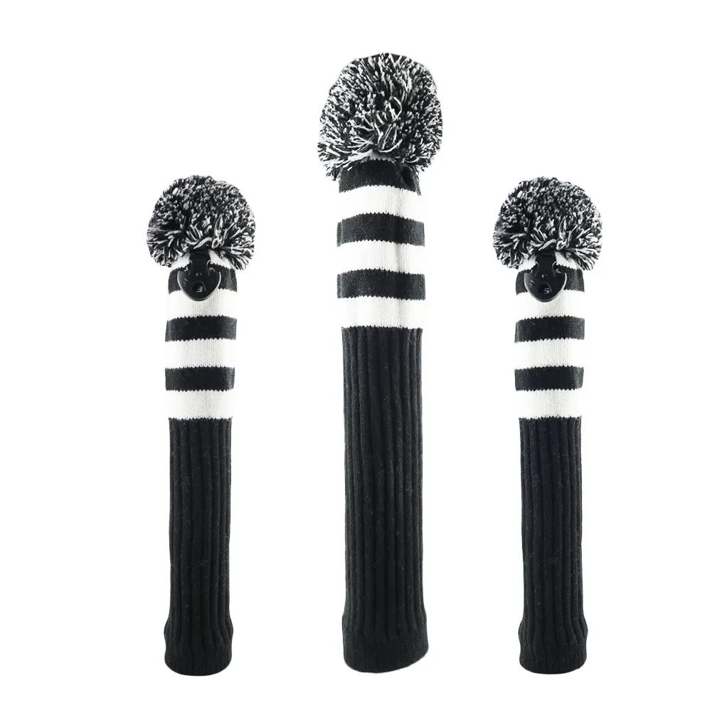 

Golf 3pcs/set Knitted Pom Pom Sock Covers 1-3-5 Golf Wood Headcover For Golf Dirver/Fairway Golf Club Headcovers 15 Styles
